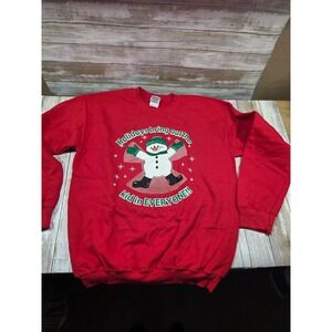 Gildan Red Snowman Holidays Bring Out the Kid in Everyone Sweatshirt Medium